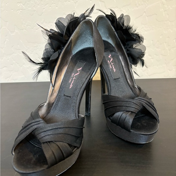 NINA 🖤 Satin Mabell Platform Heels - Picture 6 of 16